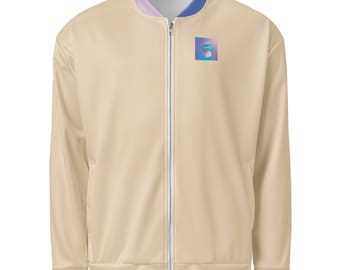 Sloth Graphic Bomber Jacket: Unisex Fleece Zip-Up