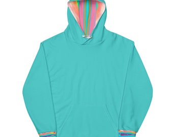 Turquoise Hoodie – Vibrant Print, Soft Fleece, Unisex Style