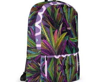 Purp Floral Camo Backpack - Water-Resistant Travel Bag - Nature inspired design - All-purpose pack