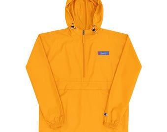 Orange Champion Windbreaker Jacket: Lightweight Half Zip Pullover