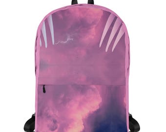Purp Lightning Claw Sloth Backpack: Water-Resistant Laptop Bag