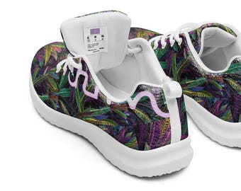 Platinum Purp Ultra Light Flyknit Men’s Athletic Shoes - Tropical Floral Print Sneakers