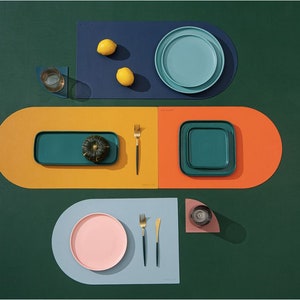 Simple Life Faux Leather Mat Set for Kitchen Dinner Table