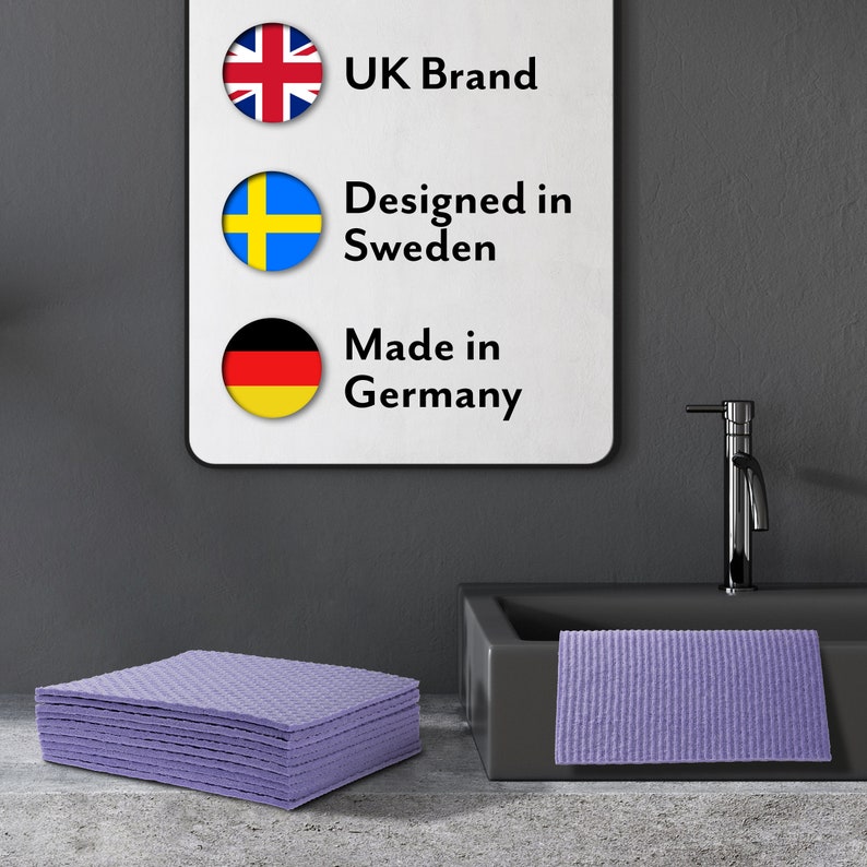 This Eco friendly Sponge Cloth is Reusable Swedish Dishcloths Washable /& Biodegradable Purple 10 Pack Zero Waste Kitchen Sponges