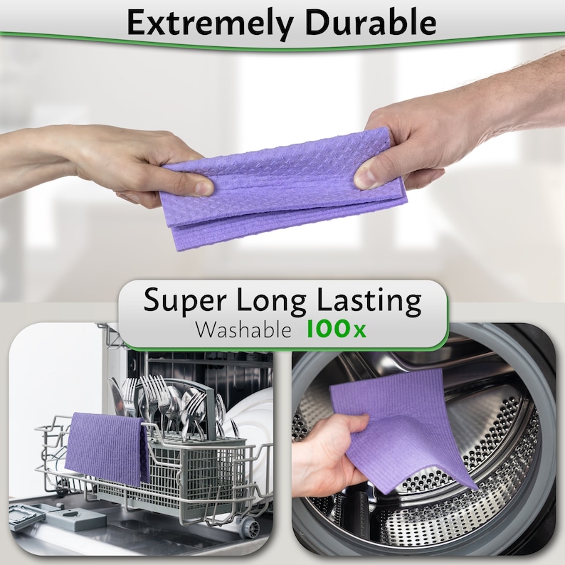 This Eco friendly Sponge Cloth is Reusable Swedish Dishcloths Washable /& Biodegradable Purple 10 Pack Zero Waste Kitchen Sponges