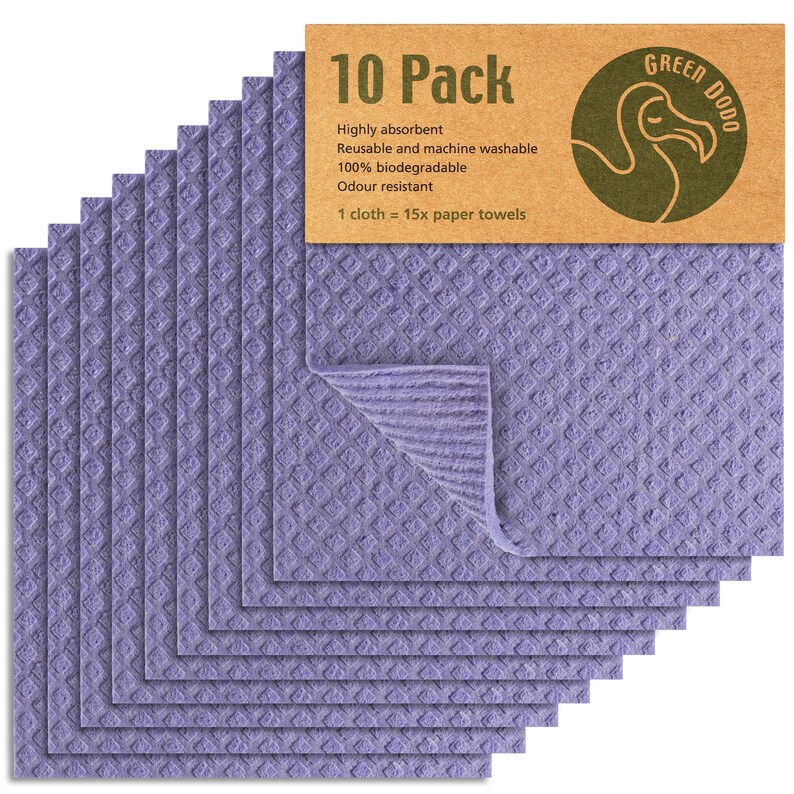 This Eco friendly Sponge Cloth is Reusable Swedish Dishcloths Washable /& Biodegradable Purple 10 Pack Zero Waste Kitchen Sponges