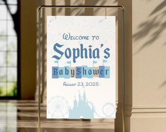 Disneyland Baby Shower Welcome Sign: Editable Mickey Mouse Theme (Digital Download, 18x24" & 24x36")