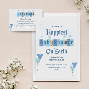 Disney Baby Shower Invite Set • Editable Canva Template • Digital Download • Printable Baby Shower Invitation • DIY Mickey Minnie Party