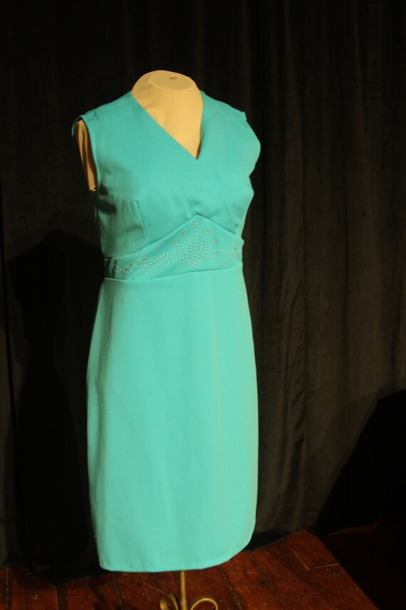1970's Turquoise Plus Size Vintage Dress