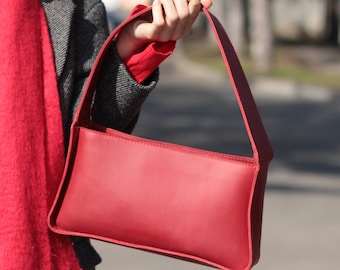 Shoulder Bag Crossbody Bag Red Leather Purse Woman Handbag Leather Tote Gift For Her Top Handle Bag Handmade Purse Premium Quality