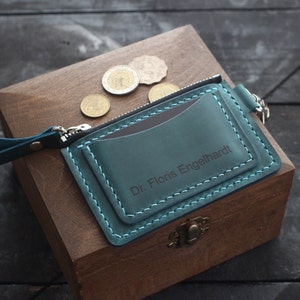 Llavero Monedero Titular de la tarjeta Monedero de cuero Regalo para él Tarjeta de visita Monedero Llavero de cuero Monedero Monedero de llavero personalizado