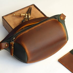 Leder-Gürteltasche, Gürteltasche, personalisierte Hüfttasche, Leder-Hüfttasche, Taillentasche, Bauchtasche, Gürteltasche, Leder-Umhängetasche, Geschenk für Ihn