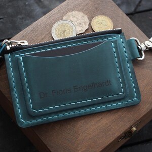 Leather Keychain Wallet: Personalized Coin Purse Zipper Card Holder Keyring Wallet image 11