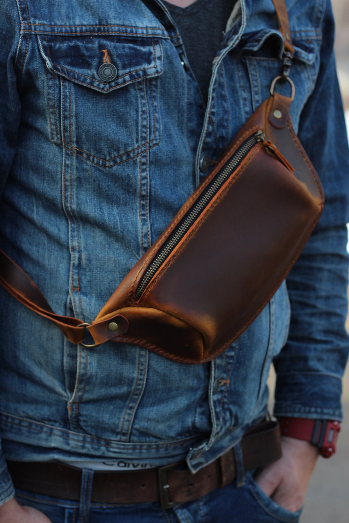 Personalized Leather Fanny Pack for Men Leather Hip Bag Etsy UK