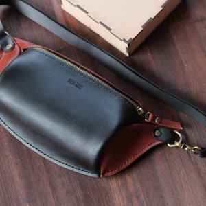 Gürteltasche aus Leder, Gürteltasche aus Leder, kleine Crossbody-Tasche aus Leder für Männer, braune Fanny-Tasche, Gürteltasche Geschenk für ihn
