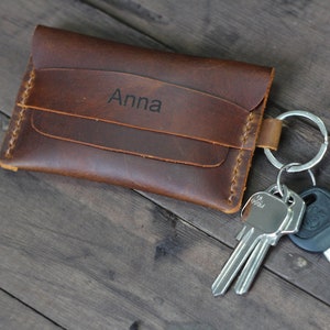 Personalized Leather Card Holder, Leather Coin Purses,Leather Keychain Wallet, Keychain Card Holder, Gift For Her, Gift For Him, Card Holder