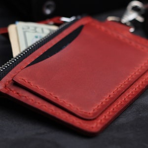 Leather Keychain Wallet, Keychain Card Holder, Personalised Keyring Wallet, Wallet Keychain, Leather Coin Purse, Red Card Holder Keychain