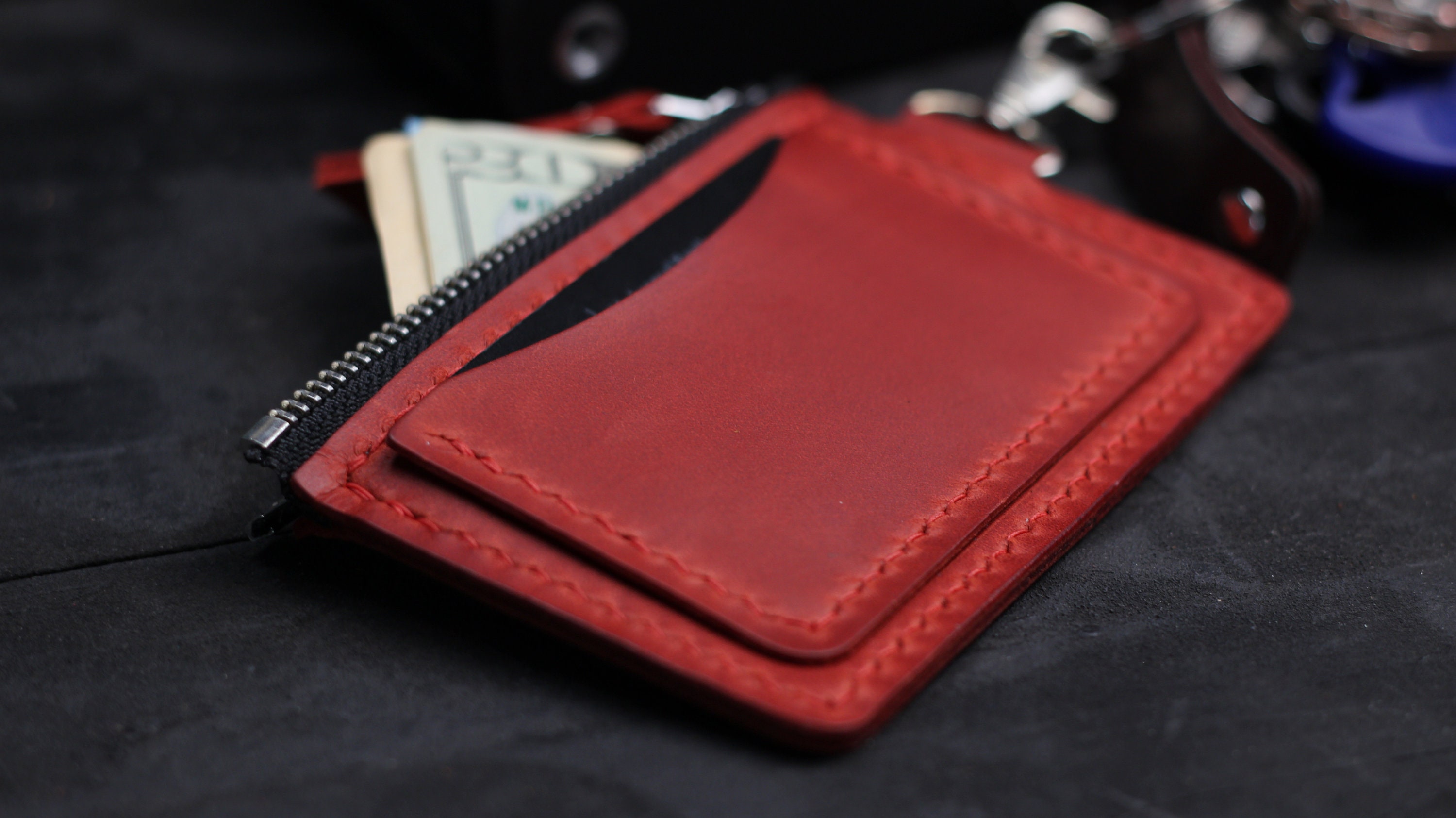 Leather Keychain Wallet Keychain Card Holder Personalised Etsy