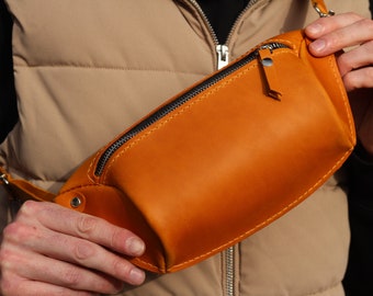 leather fanny pack,leather fanny  pack men, brown waist bag, leather belt bag, crossbody bag, leather hip bag , handmade gift for him