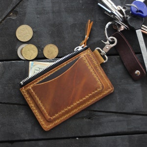 Titular de la tarjeta, billetera llavero, titular de la tarjeta llavero, billetera llavero, titular de la tarjeta de crédito, billetera de cuero, billetera personalizada, regalo para él