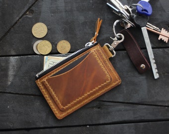 Leather Keychain Wallet, Keychain Card Holder, Personalised Keyring Wallet, Wallet Keychain, Leather Coin Purse, Card Holder Keychain