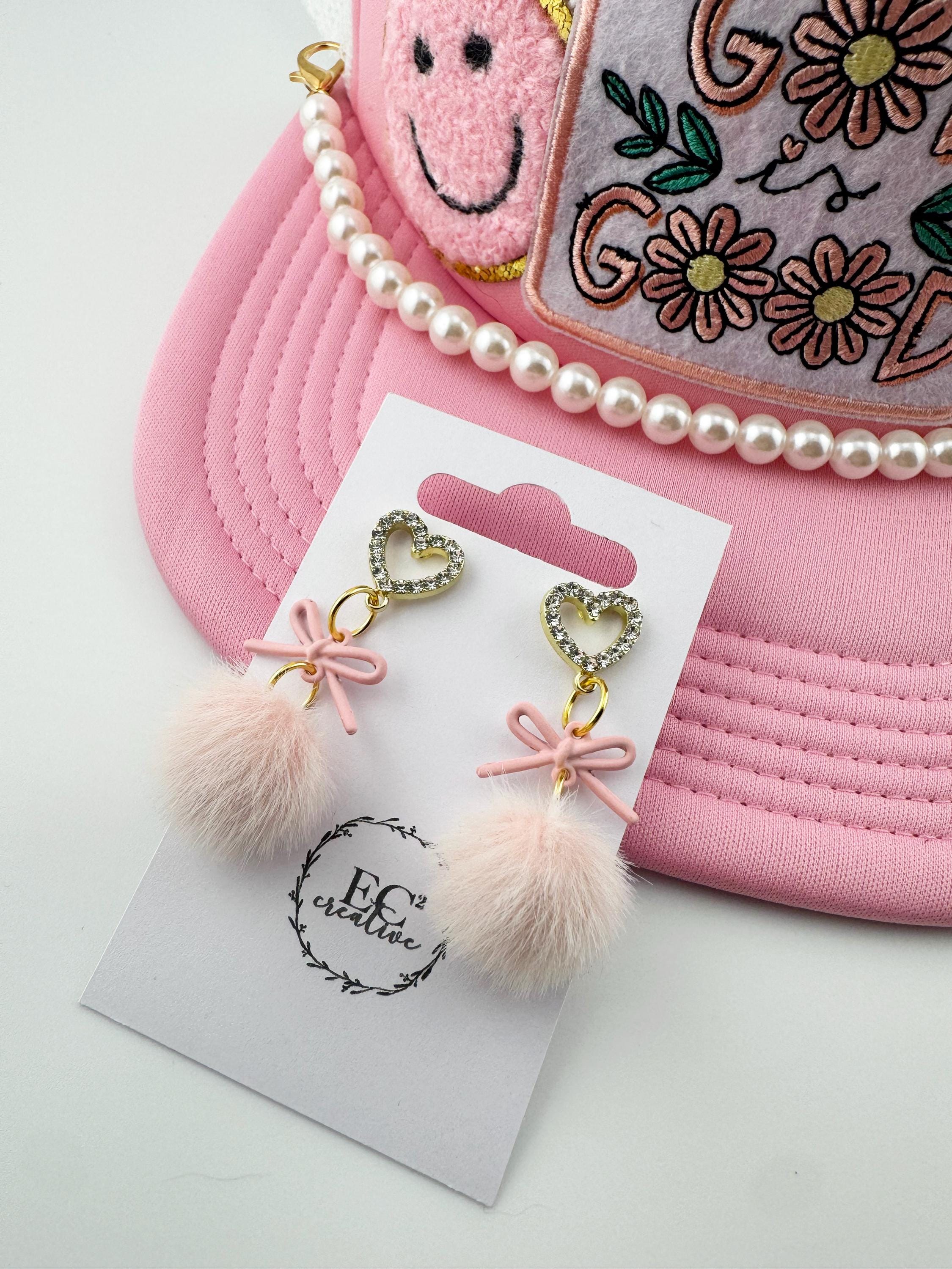 God is Good Pink Trucker Patch Hat and Matching Earrings  display picture 1