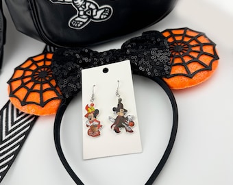 Spooky Ghost Mickey Crossbody Bag with Halloween Minnie Ears & Earrings | Disney Halloween Accessory Set