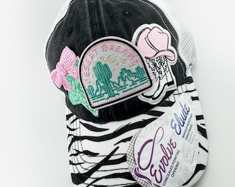 Zebra Print Patch Hat – Desert Dreams Western Ponytail Cap
