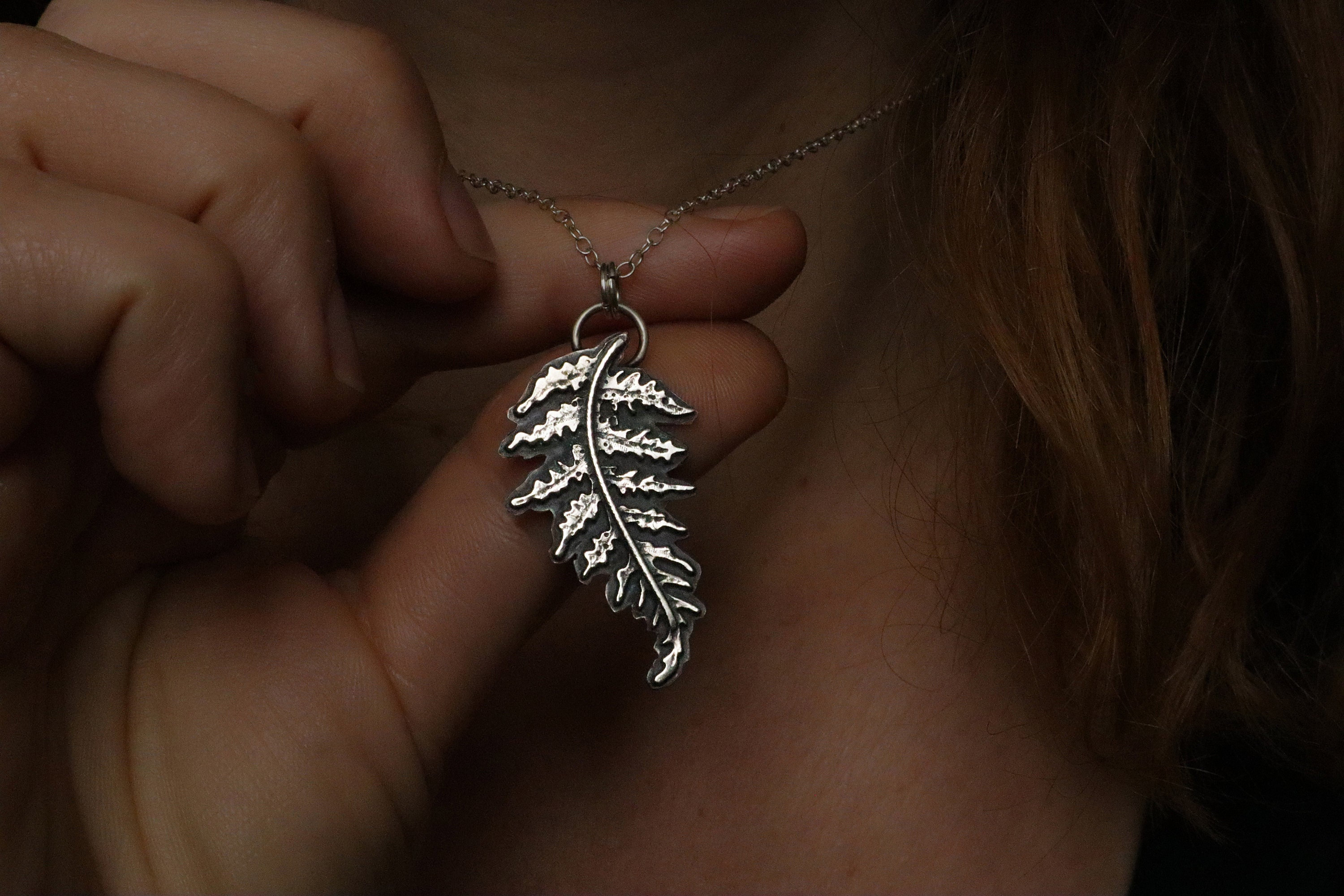Pendant Necklace in Solid Silver Fern Etsy Canada