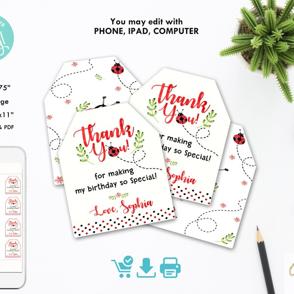 Ladybug Favor Tags - Etsy