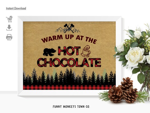Hot Chocolate Bar, Hot Cocoa Party, Lumberjack, Baby shower, Bridal Shower, Winter Birthday Party Table Decoration, INSTANT Download Il_570xn