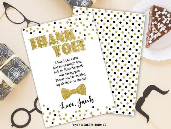 Editable Mr Onederful 1st Birthday, Mr Onederful Thank you card, ONEderful thank you card, Mr. Onederful, Gold Glitter, Bow Tie, Little Man Il_570xn