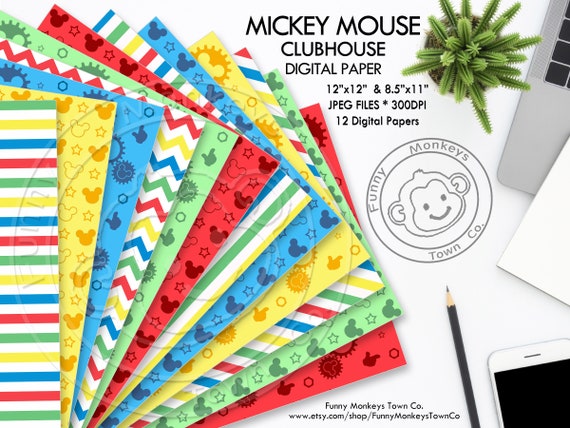 MICKEY Mouse Clubhouse Inspired digital paper pack for scrapbooking, Making Cards, Tags and Invitations, Instant Download, OFF SALE Il_570xn