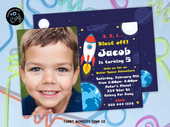 Editable Outer Space Invitation, Moon Invitation, Planets Invitation, Space Birthday Party Invitation, Stars, Planets, OFF SALE Il_570xn