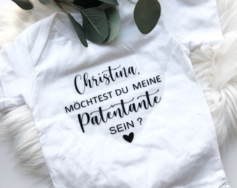 Personalized ironing picture with name Do you want to be my godmother Godfather Godfather Baptism Gift Surprise Message Body Shirt