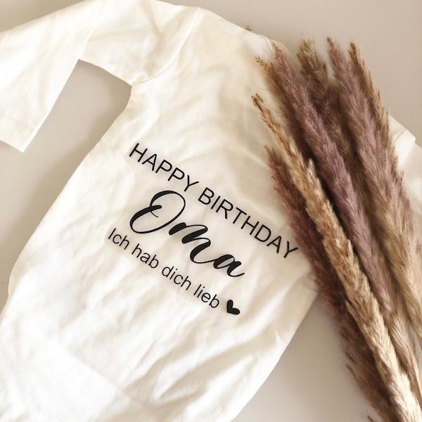 Happy Birthday alles gute zum Geburtstag Oma Opa Großeltern Geschenk Bügelbild diy Botschaft Überraschung Für Body shirt Pullover