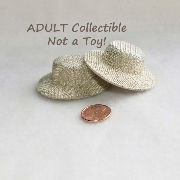 Woven Faux "Straw Look" Hats, 2.25", Felt Lined, Adult Collectible, NOT a Toy!  MH103