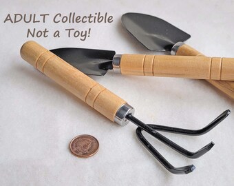 Small Hand Garden Tools, NOT Miniature, 3pc set, for Adult Use, Not a Toy!  MG160