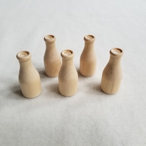 Biberons à lait, 50 mm de haut, tournures de bois brut, WT103A