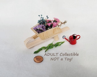 Handmade Unfinished Wood Wheelbarrow, Small for Adult Collectors, NOT a Toy!   WB102