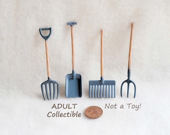 Small Garden Tools, Plastic, 4pc set, Adult Collectible, Not a Toy! MG155