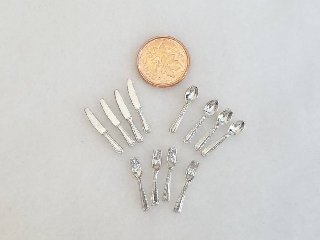Miniature 12 Pc Cutlery Set, Dollhouse Cutlery, Silver Finish, MK152 Etsy