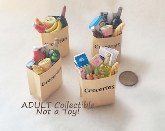 Miniature Bag of Groceries, Dollhouse Groceries,  Adult Collectible, NOT a Toy!  MK180