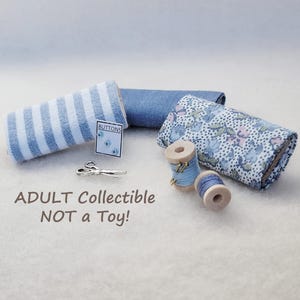 Ensemble d'accessoires de couture miniatures, BLEU, Objet de collection pour adultes, Ceci n'est pas un jouet, MS112A