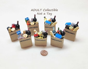 Miniature Bag of Groceries, Dollhouse Groceries,  for Adult Collectors