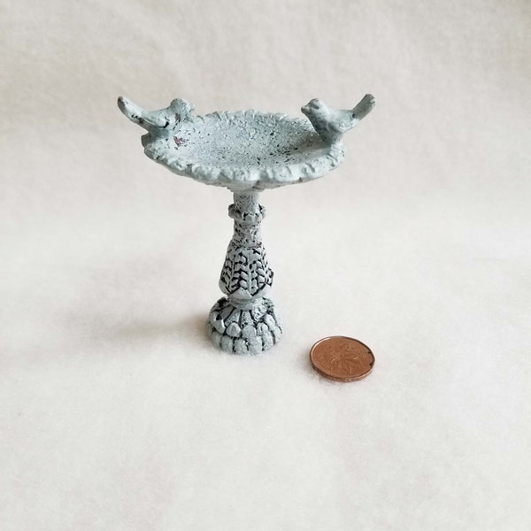 Miniature Resin Bird Bath, 3" high, Tiny Bird Bath, Concrete-Look Birdbath, MG139