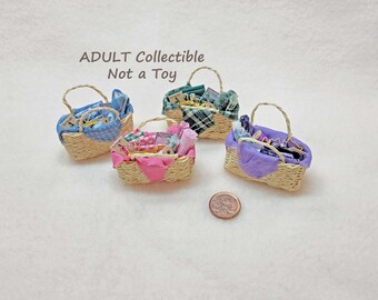 Miniature Sewing Baskets, for Adult Collectors