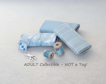 Miniature Sewing Accessory Bundle, AQUA, Adult Collectible - NOT a Toy!  MS112J