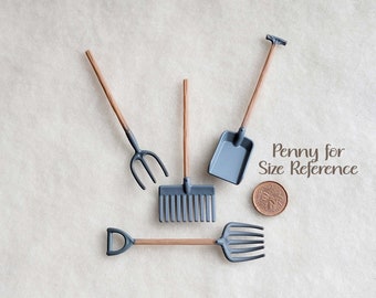 Petits outils de jardin, plastique, 4 pièces, avec pelle, fourches et râteau, MG155