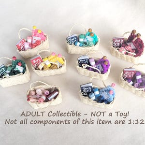 Miniature Knitting Baskets, Adult Collectible, Not a Toy,   MS108